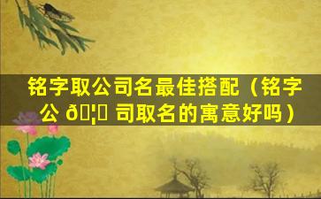 铭字取公司名最佳搭配（铭字公 🦉 司取名的寓意好吗）